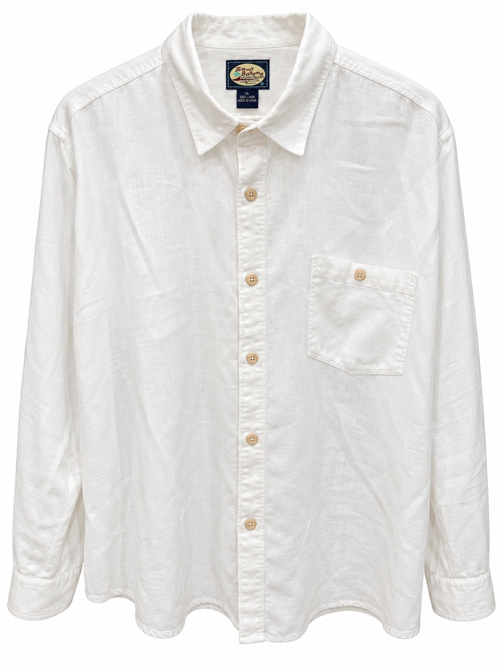 Tommy Bahama White 100% Linen Long Sleeve Button-Up Shirt – Men’s XL